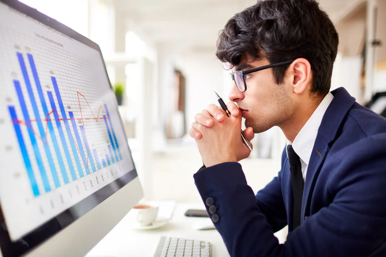 man thinking the expected market trend