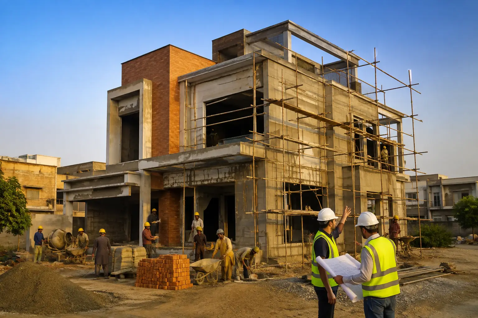 Modern residential house under construction by IRMAK Properties in Islamabad.