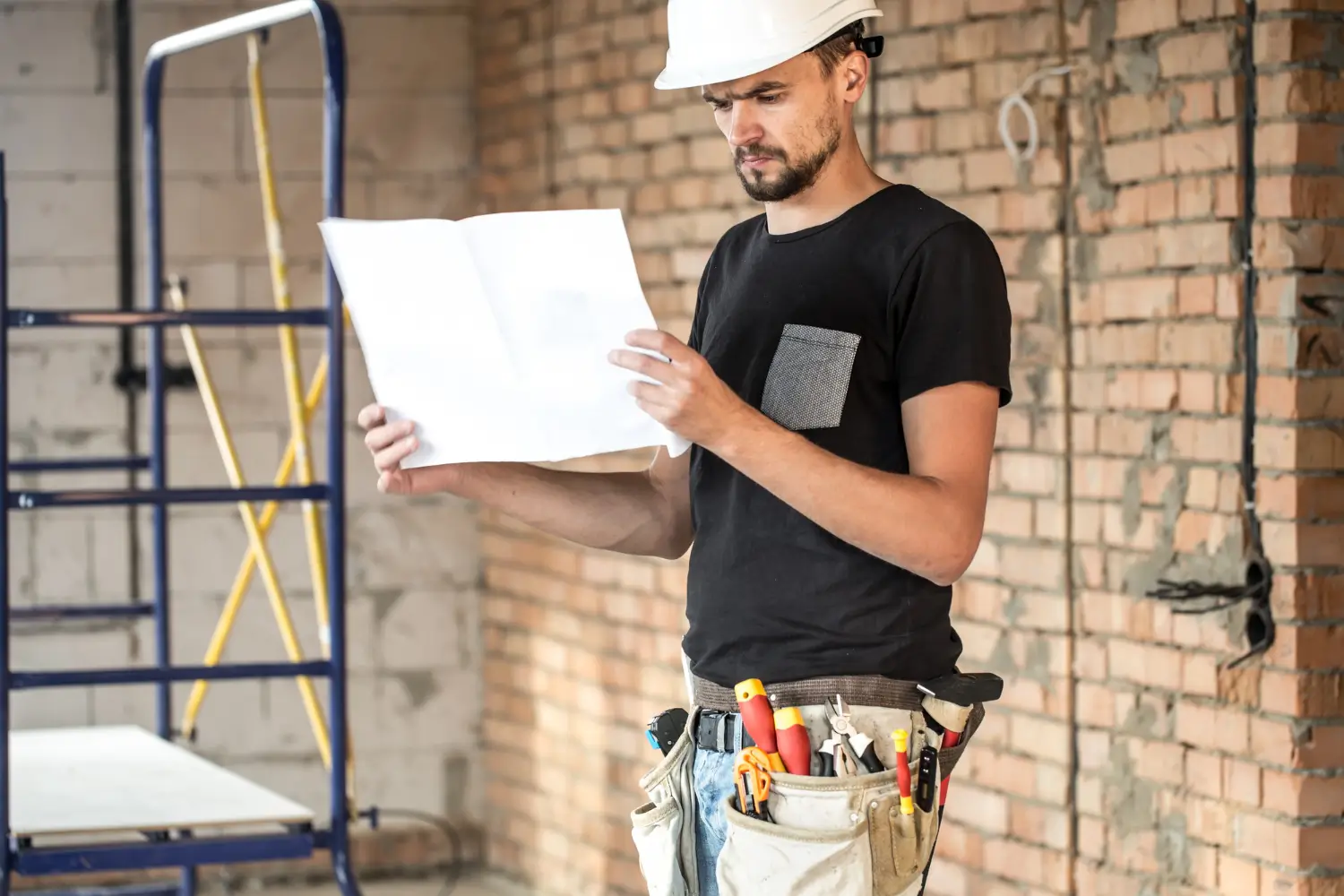house construction contractor check the map for house construct
